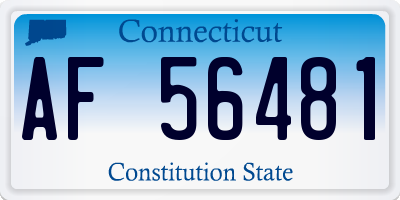 CT license plate AF56481