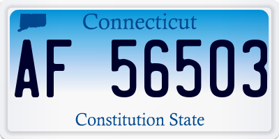 CT license plate AF56503