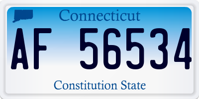 CT license plate AF56534