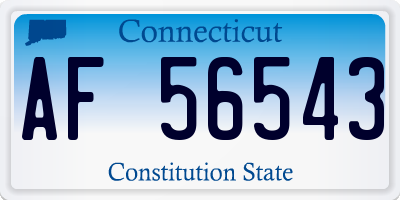 CT license plate AF56543