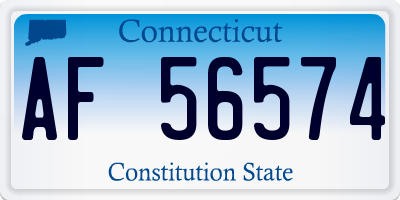CT license plate AF56574
