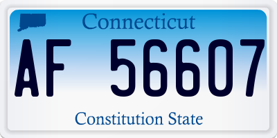 CT license plate AF56607