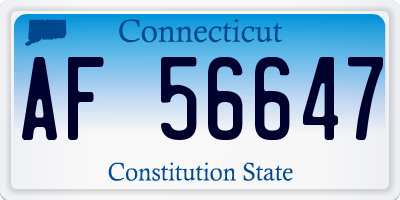 CT license plate AF56647