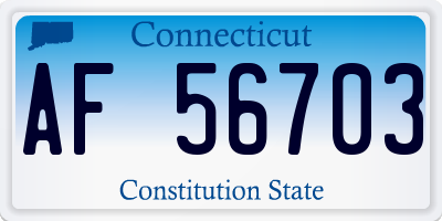 CT license plate AF56703