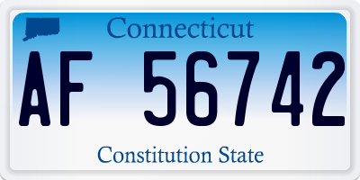 CT license plate AF56742