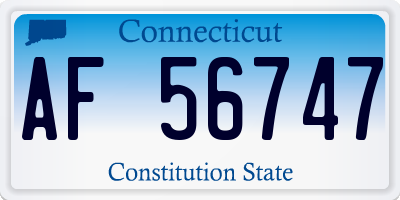 CT license plate AF56747