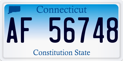 CT license plate AF56748