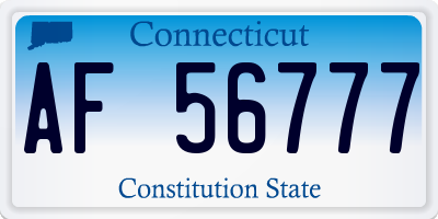 CT license plate AF56777
