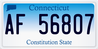 CT license plate AF56807