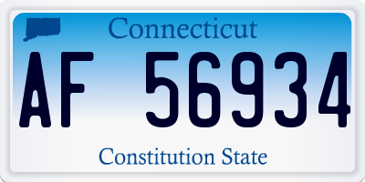 CT license plate AF56934