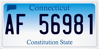 CT license plate AF56981