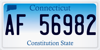 CT license plate AF56982