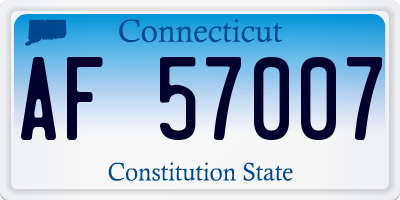 CT license plate AF57007