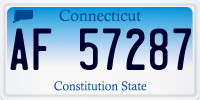 CT license plate AF57287
