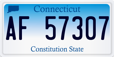 CT license plate AF57307