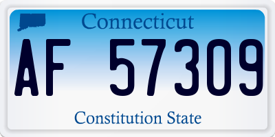 CT license plate AF57309