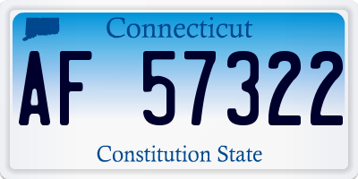 CT license plate AF57322