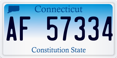 CT license plate AF57334