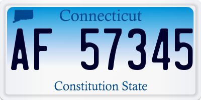 CT license plate AF57345