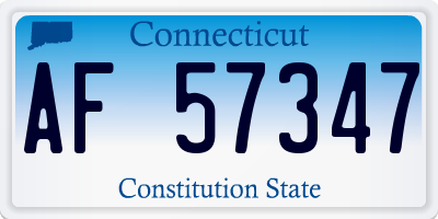 CT license plate AF57347