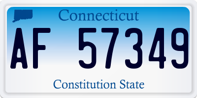 CT license plate AF57349