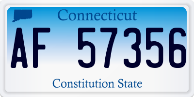 CT license plate AF57356
