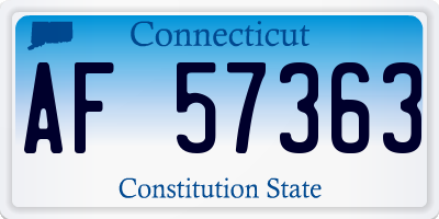 CT license plate AF57363