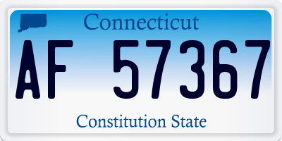 CT license plate AF57367