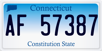 CT license plate AF57387