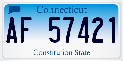 CT license plate AF57421
