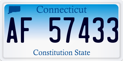 CT license plate AF57433