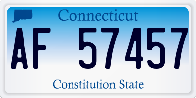 CT license plate AF57457