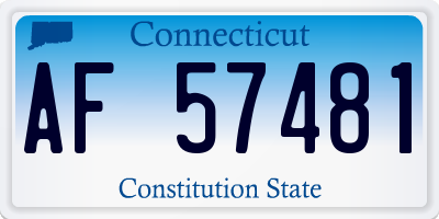 CT license plate AF57481