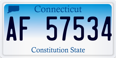 CT license plate AF57534