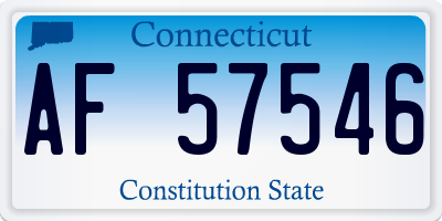 CT license plate AF57546