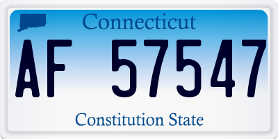 CT license plate AF57547