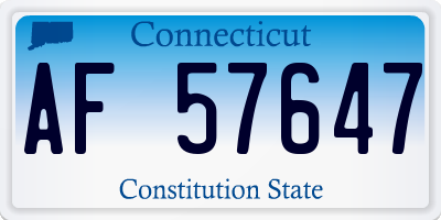 CT license plate AF57647