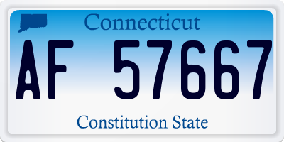 CT license plate AF57667