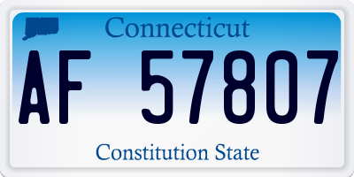CT license plate AF57807