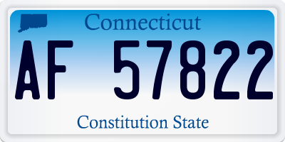 CT license plate AF57822