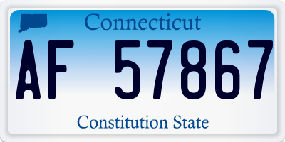 CT license plate AF57867