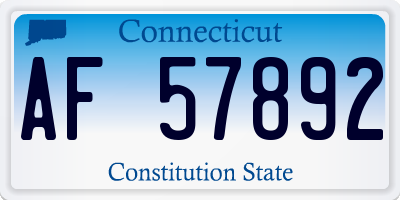 CT license plate AF57892