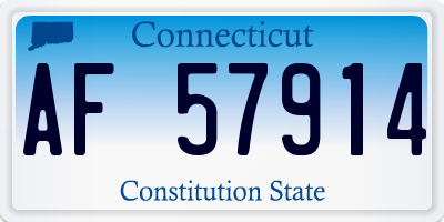 CT license plate AF57914