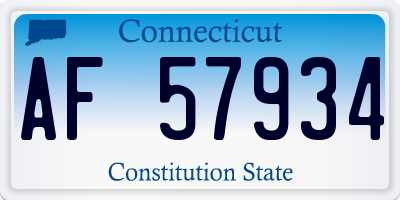 CT license plate AF57934