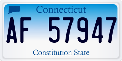 CT license plate AF57947