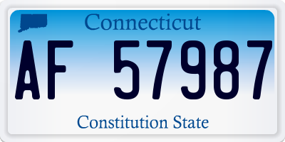 CT license plate AF57987