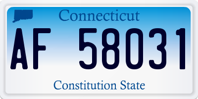 CT license plate AF58031