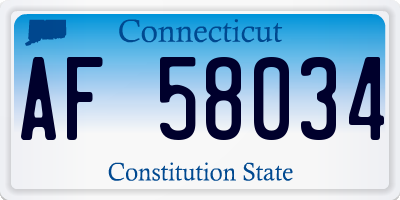 CT license plate AF58034