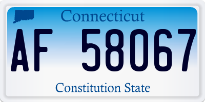 CT license plate AF58067