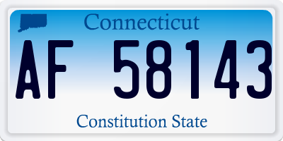 CT license plate AF58143